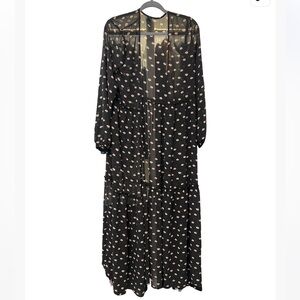 Duster kimono black with neutral floral